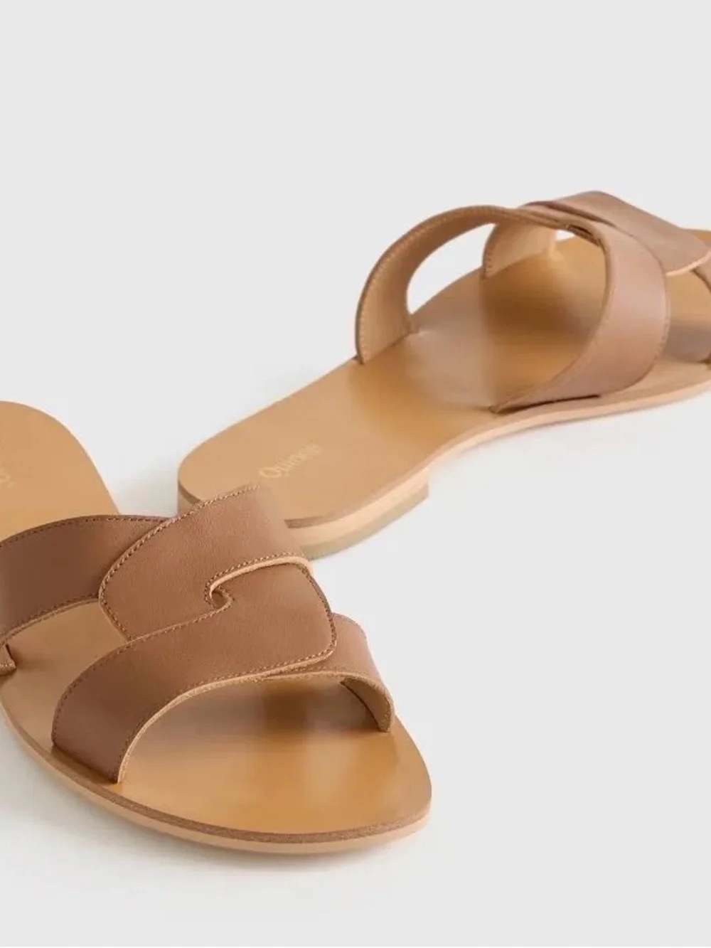 Quince Italian Leather Cutout Slide Sandal Women's Tan Leather 10.5